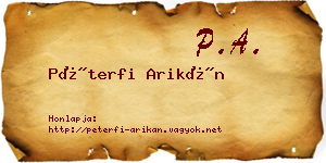 Péterfi Arikán névjegykártya